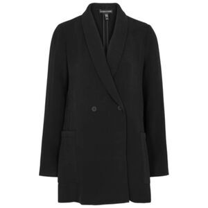 Eileen Fisher One-button Double-breasted Silk Sponge Blazer In Black size Medium